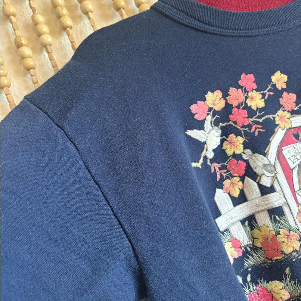 90s Vintage Cat Kitten Puppy Print Country Cottage Pullover Kitschy Cute Sweater - Picture 2 of 7